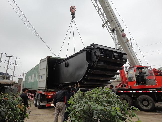 SUNTON PU240 Amphibious Pontoon Undercarriage to Build Hitachi ZX200 Swamp Buggy Marsh Excavator